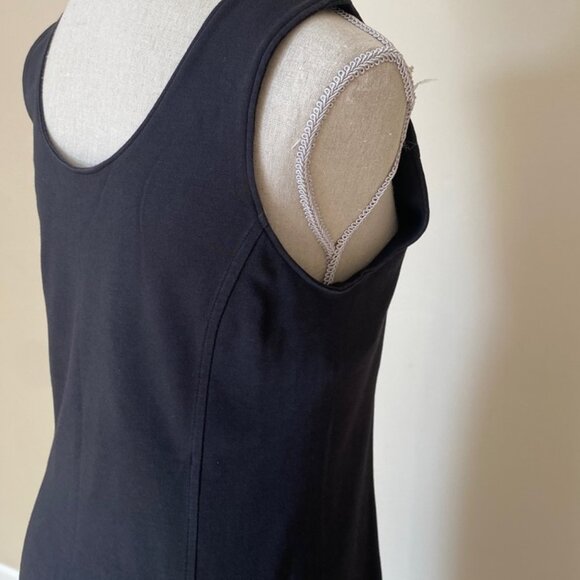 Peruvian Connection Black Midi Sheath Dress Medium 100% Pima Cotton Minimalist - Picture 7 of 9